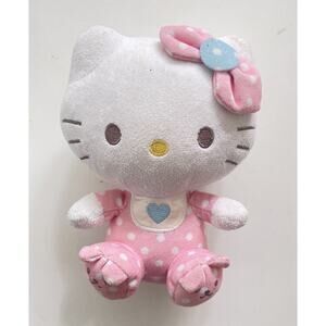 Sanrio Hello Kitty Stuffed Plush Toy Rattle 8" Polka-dots Bunny Slippers Chime